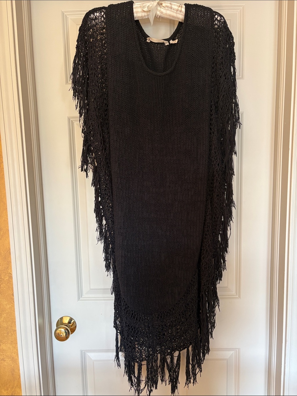 Soft Surroundings Black Fringe Knit Tunic